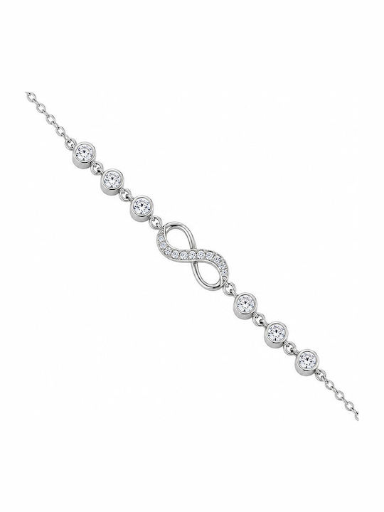 Ios Women's Silver Infinity Design Bracelet with Zircon
