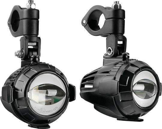 Lampa Moto Fog Lights Fog-x2 12V 30W 2100Lm 6000-6500K Φ71mm 1 LED Waterproof IP68 Wiring Brackets Φ38-39mm Set 2 Pcs 91582-lm 9158.2-lm