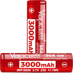 Επαναφορτιζόμενες Μπαταρίες 18650 Li-ion 3000mAh 3.7V 50A 2τμχ Επαναφορτιζόμενες Μπαταρίες 18650 Li-ion 3000mAh 3.7V 50A 2τμχ