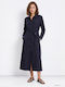Summer Midi Shirt Dress Blue