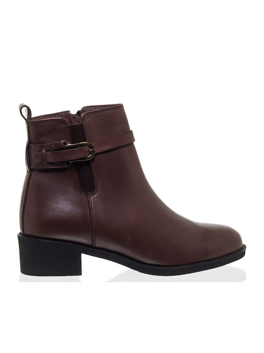 Mago Shoes Δερμάτινα Γυναικεία Μποτάκια Καφέ