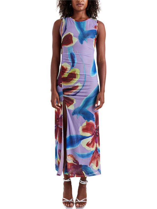 Rochie de Seară Maxi de Vară cu Transparență Purple Heart