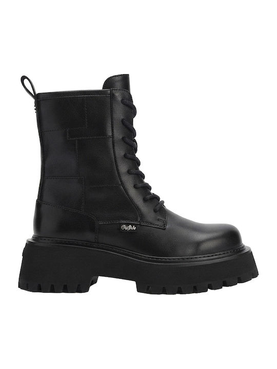 Damen-Kampfstiefel mit Mittelhohem Absatz Schwarz
