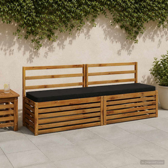 vidaXL Gartenbankkissen Schwarz 2 Stück 200 x 40 cm