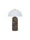 Zambelis Lights Diko Table Lamp for E27 Socket with White Shade and Brown Base