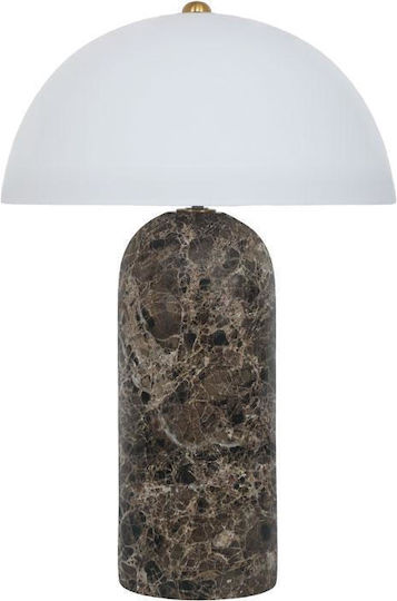 Zambelis Lights Diko Table Lamp for E27 Socket with White Shade and Brown Base
