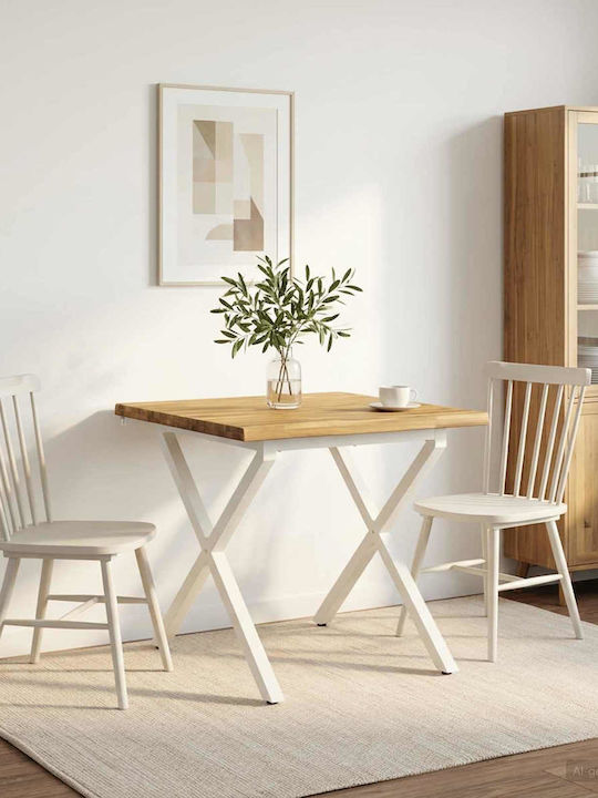 Square Dining Table in Solid Wood and Metal 70x...