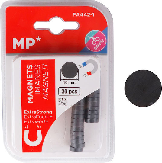 Mp Σετ Μαγνήτες Pa442-1 Στρογγυλοί 10mm Ανθρακί Pa442-1