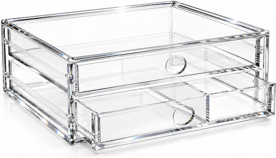 Femmit Transparent 2-Drawer Organizer 22x18x9cm – Organizing Cosmetics, Jewelry, Office Supplies & Small Items