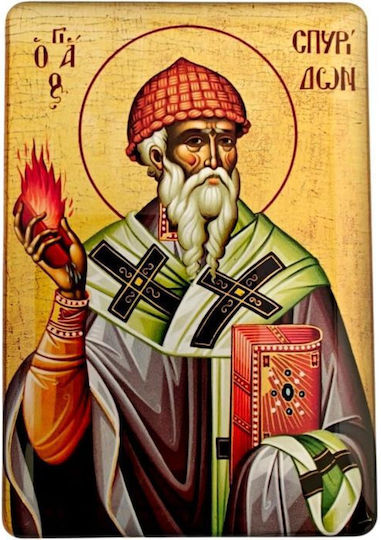 Saint Spyridon Icon Magnet Glazed 8x5.5 Cm