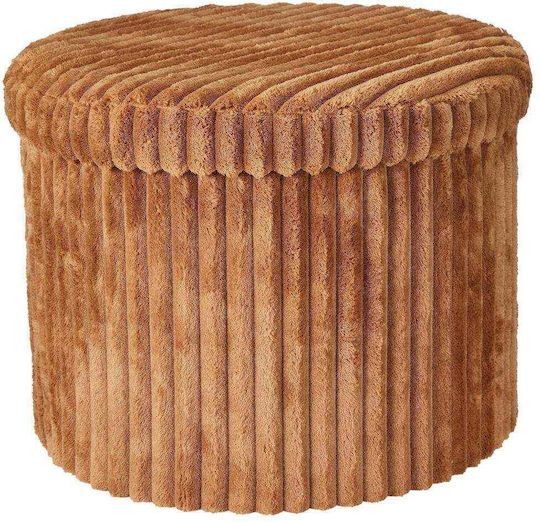 Taburet pentru Living cu Spațiu de Depozitare Tapițat cu Catifea Ocru 43x43x32,5 cm