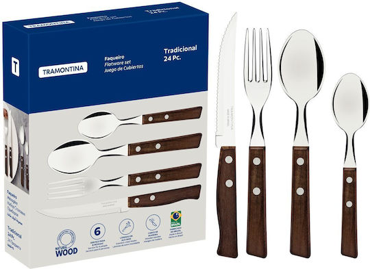 Tramontina Cutlery Set 18/10 Stainless Steel Silver 24 Pieces