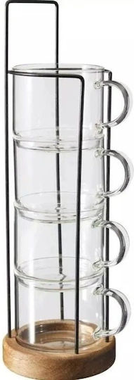 Lumarko Set of White Glass Coffee Cups 280ml 4 pcs