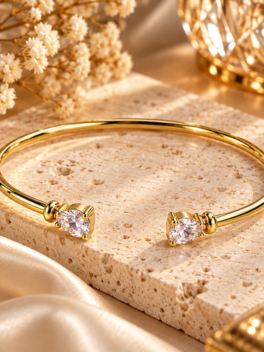 Kingleap Women's Gold-Plated Steel Cuff Bracelet