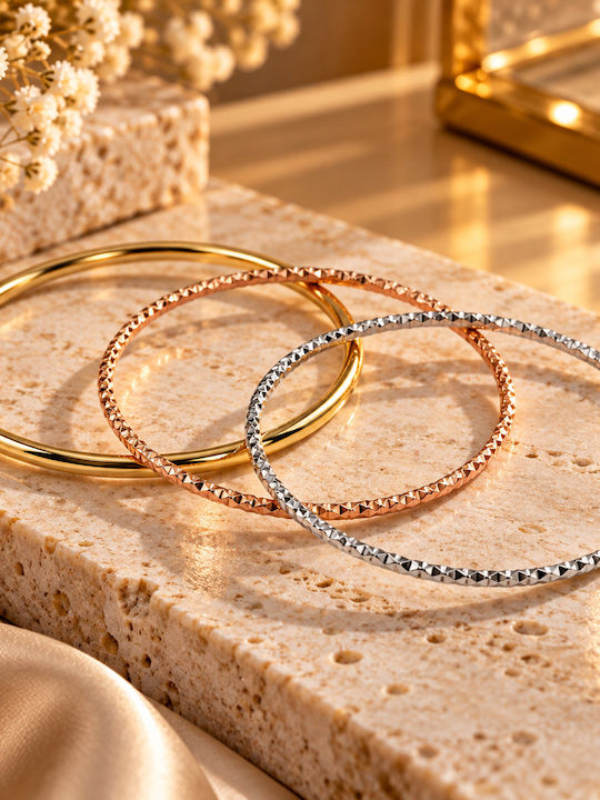 Kingleap Women's Stainless Steel Gold-Plated Cuff Bracelet Set