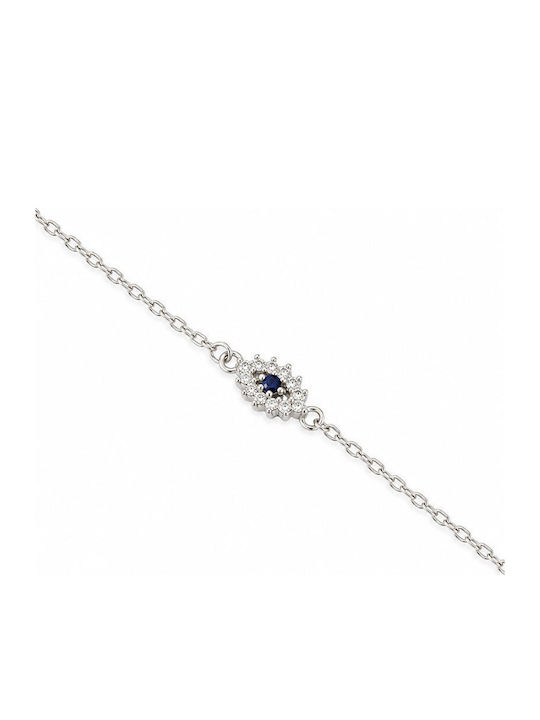 Ios Women's Silver Bracelet with Eye Design and Zircon