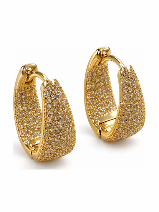 Women's Earrings Oval Hoop Steel Stones – Gold Women's Earrings Oval Hoop Steel Stones – Gold