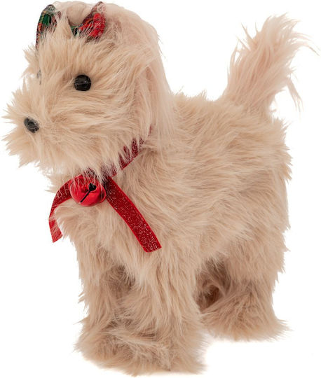 Christmas Fabric Doggy Figure Beige 32cm High