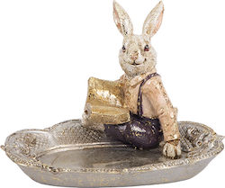 2er-Set – Osterhase Buch Teller Polyresin Weiß Gold Rosa 14x10x10cm|818-00081-test 2er-Set – Osterhase Buch Teller Polyresin Weiß Gold Rosa 14x10x10cm|818-00081-test