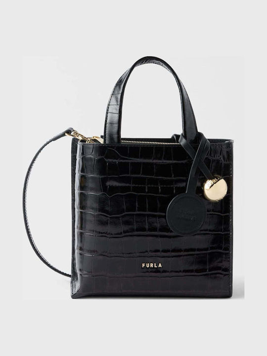Divide It Mini Leather Women's Tote Bag Black O6000