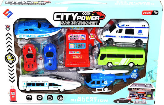 Детски Комплект за Игра Бензиностанция Градски Превозни Средства „city Power“ 230-19 Barcode 6920260332793