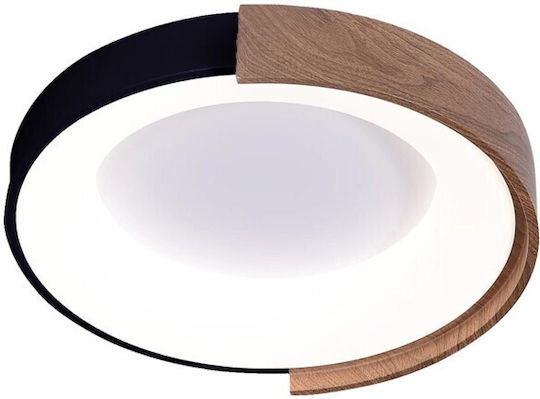 Metal Ceiling Light LED 32W 3200lm 3CCT 3000K-4000K-6500K Ø500mm Black-Wood Arte Illumina Yoru 144-51066 Eurolamp 144-51066