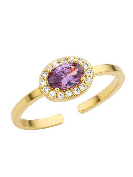 Mya-Bay Women's Gold-Plated Ring with Amethyst