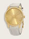 G-Timeless Damenuhr 36 mm mit Quarzwerk und Weißem Lederarmband