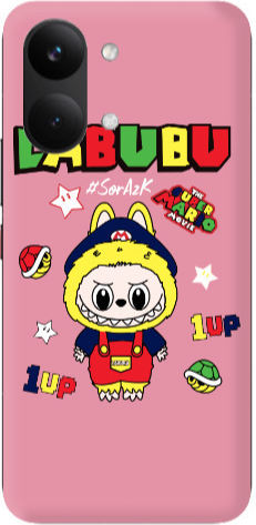 Xiaomi Poco X8 Pro Labubu Mario Pinkfarbene Silikon-TPU-Handyhülle