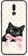 Husă Smartfits Black Kitten cu Fundă Roz și Buline Huawei Mate 10 Lite