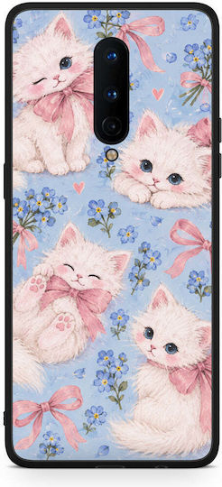 Smartfits White Kittens Blue Flowers Large Oneplus 8 Θήκη