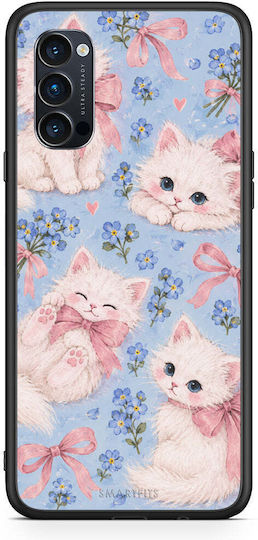 Smartfits White Kittens Blue Flowers Large Oppo Reno4 Pro 5g Θήκη