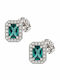 9 Carat White Gold Earrings with Petrol Blue Rectangular Zircon