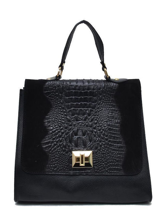 Schwarze Damenhandtasche aus Leder