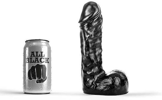 All Black Ρεαλιστικό Dildo με Βεντούζα Μαύρο