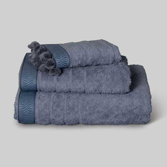 White Fabric Ottilie Hand Towel 30x50cm Blue 600gr/m² Weight