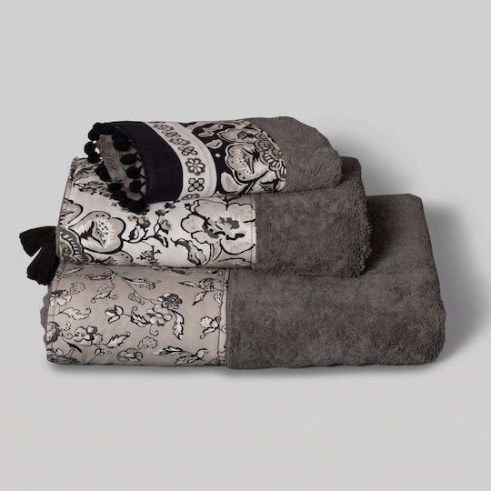 White Fabric Fable Hand Towel 30x50cm Grey 600gsm
