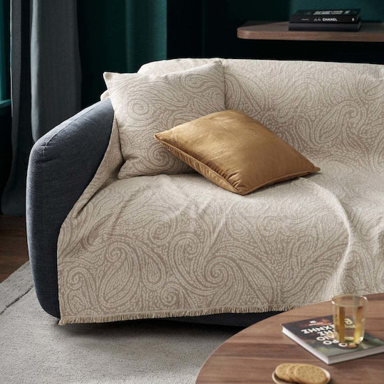 Gofis Home Ριχτάρι Τριθέσιου Καναπέ Chenille 180x300εκ. Beige