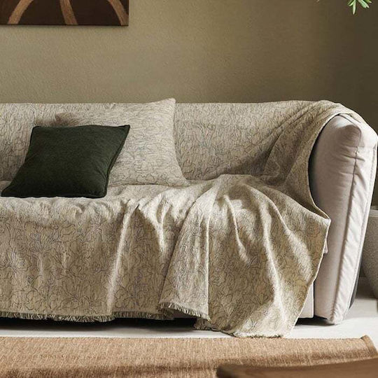 Gofis Home Aradia Chenille Armchair Throw 180x180cm Beige