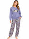 Apple Boxer Set de Pijama de Iarnă pentru Femei, Violet