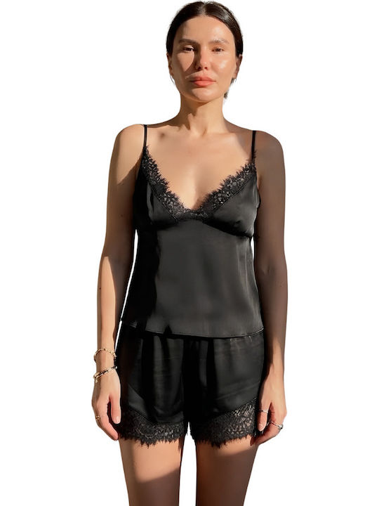Chicret Set de Pijamale de Iarnă pentru Femei Negre