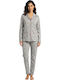 Lovelx Homewear Winterliches Damen-Baumwollpyjama-Set Grau