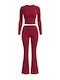 Chicret Bordeauxfarbenes Damen-Winterpyjama-Set