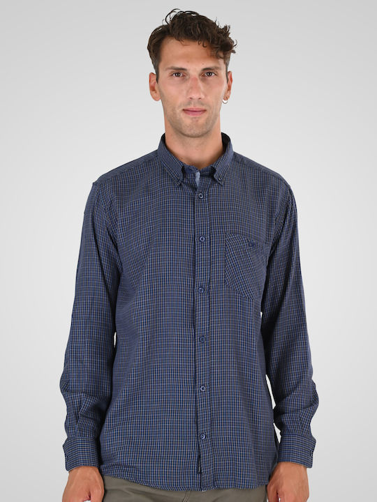 Double Μακρυμάνικo Πουκάμισο Καρό Dk Blue-taba