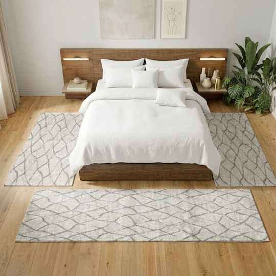 SpitiBazaar Σετ Μοντέρνα Χαλιά Κρεβατοκάμαρας Μπεζ 3τμχ
