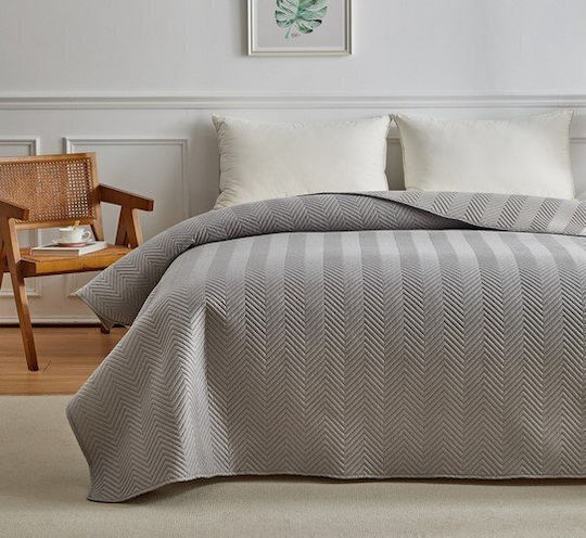 Liolios Home Tessuto Double Coverlet Microfiber Grey 220x240cm