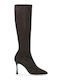 Wildleder Damenstiefel mit hohem Absatz Braun