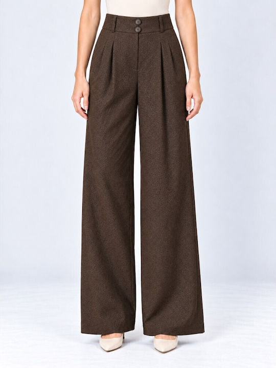 Damenhose mit hoher Taille Dunkelbraun