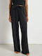 Women's Black Set with Elastic Waist Trousers in a Loose Fit