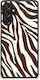 Smartfits Braun-Cremefarbenes Zebra-Streifen Samsung Galaxy M15 Handyhülle